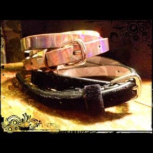 LODIS Metallic&Velvet LeatherLined Skinny Belt Set